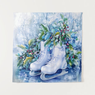 Blauw wintertapijt wandkleed