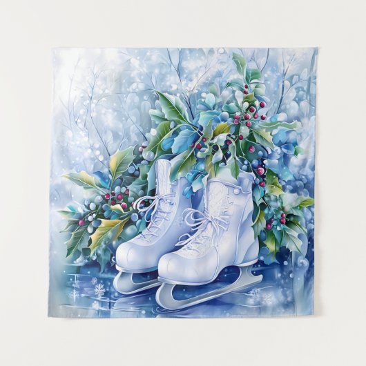 Blauw wintertapijt wandkleed (Voorkant)