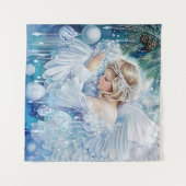 Blauw wintertapijt wandkleed (Voorkant (horizontaal))