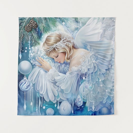 Blauw wintertapijt wandkleed (Voorkant)