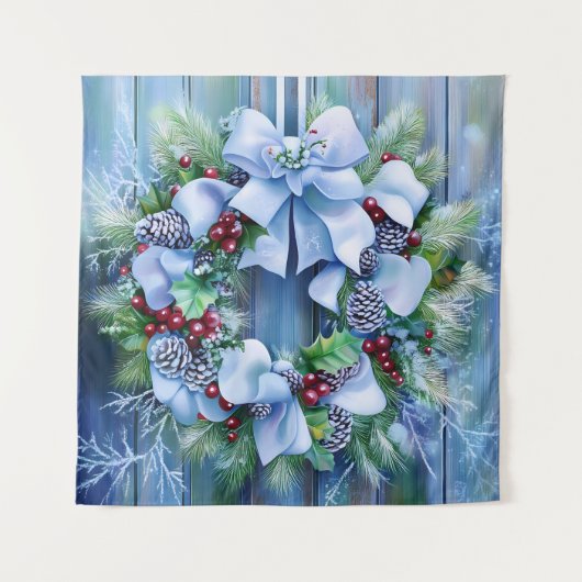 Blauw wintertapijt wandkleed (Voorkant)