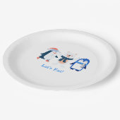 Blauw winterwonderland baby pinguïns poolvis beer papieren bordje (Gekanteld)