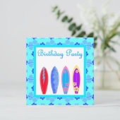 BLAUW WIPE UIT BIRTHDAY PARTIJ INVITATIE aqua Kaart (Staand voorkant)