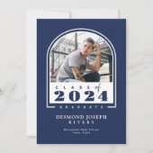 Blauw Wit 2024 Modern Arch Photo Afstuderen Aankondiging (Voorkant)