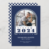 Blauw Wit 2024 Modern Arch Photo Afstuderen Aankondiging (Voorkant / Achterkant)