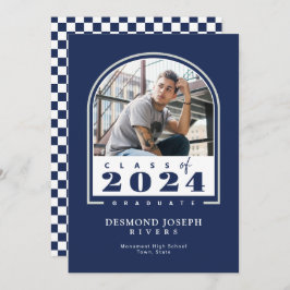 Blauw Wit 2024 Modern Arch Photo Afstuderen Aankondiging
