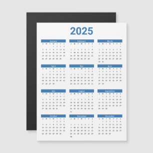 Blauw & Wit 2025 Jaarlijkse Kalender Magnetische K