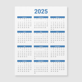 Blauw & Wit 2025 Jaarlijkse Kalender Magnetische K
