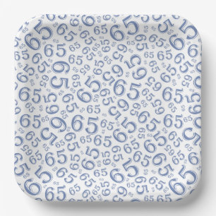 Blauw/Wit 65e Willekeurig Nummerpatroon Papieren Bordje