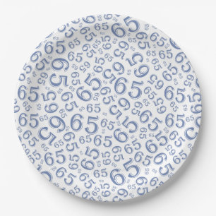 Blauw/Wit 65e Willekeurig Nummerpatroon Papieren Bordje