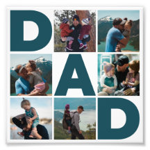 Blauw & Wit 6 Foto Collage Papa Foto Vergroting