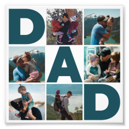 Blauw & Wit 6 Foto Collage Papa Foto Vergroting Afdruk