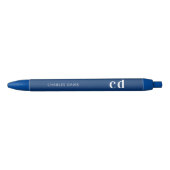 Blauw wit aangepast monogram naam minimalistisch blauwe inkt pen (Voorkant)