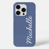 Blauw & Wit Aangepaste Cursieve Naam of Tekst Case-Mate iPhone Case (Achterkant)