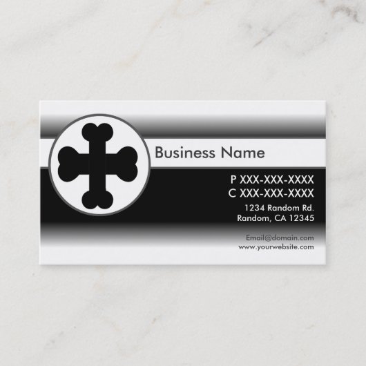 Blauw wit aangepaste hond bot kruis visitekaartjes (Voorkant)