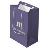 blauw & wit aangepaste initiële naam modern medium cadeauzakje (Voorkant Gekanteld)