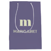 blauw & wit aangepaste initiële naam modern medium cadeauzakje (Voorkant)