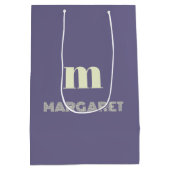 blauw & wit aangepaste initiële naam modern medium cadeauzakje (Achterkant)