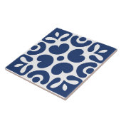 Blauw & wit abstract bloem geometrisch  tegeltje (Zijkant)