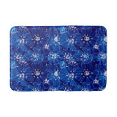 Blauw Wit Abstract Bloemen Bloemen Badmat (Voorkant)