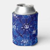 Blauw Wit Abstract Bloemen Bloemen Blikjeskoeler (Blikje Voorkant)