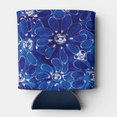 Blauw Wit Abstract Bloemen Bloemen Blikjeskoeler (Achterkant)