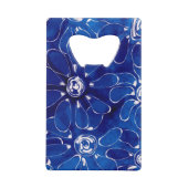 Blauw Wit Abstract Bloemen Bloemen Creditkaart Flessenopener (Achterkant)