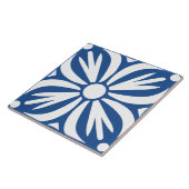 Blauw & wit abstract bloemmotief geometrisch  tegeltje (Zijkant)