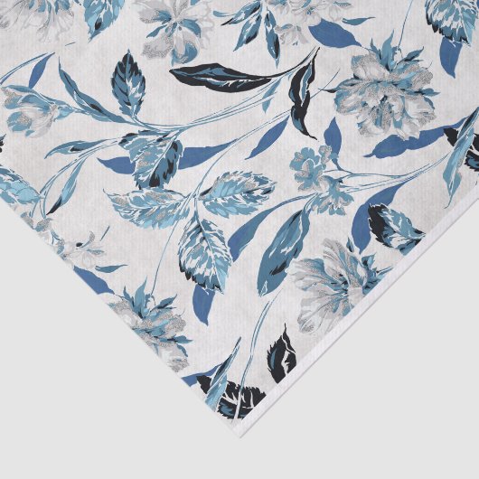 Blauw-wit Abstract bloemmotief Tissuepapier (Detail)