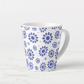 Blauw Wit Abstract Daisy Pattern Latte Mok (Rechterhoek)
