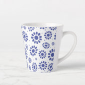 Blauw Wit Abstract Daisy Pattern Latte Mok (Rechts)