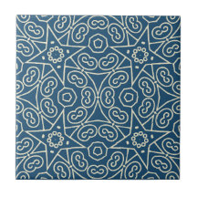 Blauw & Wit Abstract Geometrisch Patroon 