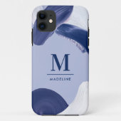 Blauw wit abstract getextureerd modern handgeschil Case-Mate iPhone case (Achterkant)