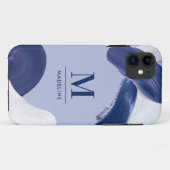 Blauw wit abstract getextureerd modern handgeschil Case-Mate iPhone case (Achterkant (horizontaal))
