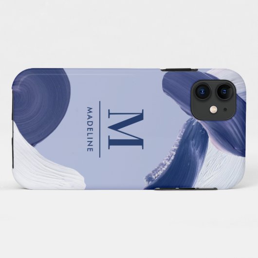 Blauw wit abstract getextureerd modern handgeschil Case-Mate iPhone case (Achterkant (horizontaal))