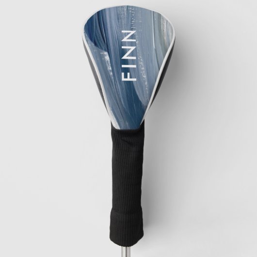 Blauw wit abstract getextureerd modern handgeschil golfheadcover (Voorkant)
