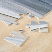 Blauw wit abstract getextureerd modern handgeschil legpuzzel (Zijkant)