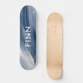 Blauw wit abstract getextureerd modern handgeschil persoonlijk skateboard (Voorkant)