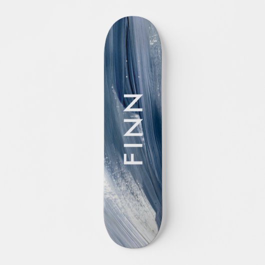 Blauw wit abstract getextureerd modern handgeschil persoonlijk skateboard (Voorkant)
