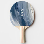 Blauw wit abstract getextureerd modern handgeschil tafeltennisbatje (Voorkant)