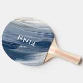 Blauw wit abstract getextureerd modern handgeschil tafeltennisbatje (Zijkant)