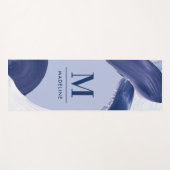 Blauw wit abstract getextureerd modern handgeschil yogamat (Voorkant (horizontaal))