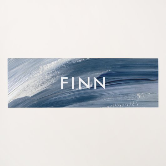 Blauw wit abstract getextureerd modern handgeschil yogamat (Achterkant (horizontaal))