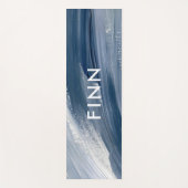 Blauw wit abstract getextureerd modern handgeschil yogamat (Voorkant)