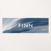 Blauw wit abstract getextureerd modern handgeschil yogamat (Voorkant (horizontaal))