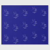 Blauw wit abstract rendier moderne kerst cadeaupapier (Vlak)