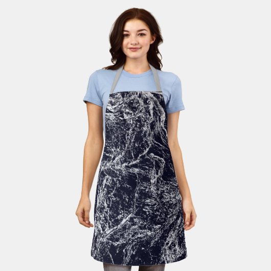 Blauw/wit Abstract Schort (Gedragen)