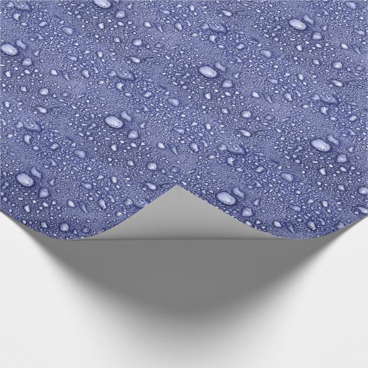 Blauw Wit Abstract Waterdruppels Cadeaupapier (Hoek)