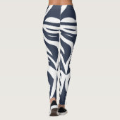 Blauw Wit Abstract Zebra Print Vrouwen Leggings (Achterkant)