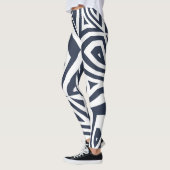 Blauw Wit Abstract Zebra Print Vrouwen Leggings (Links)